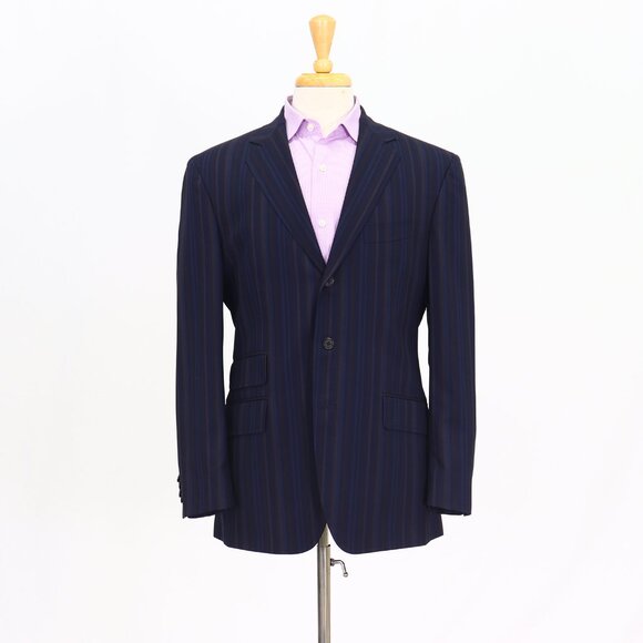 ETRO 42R Navy Blazer Sport Coat Jacket 2-Button Stripe T448